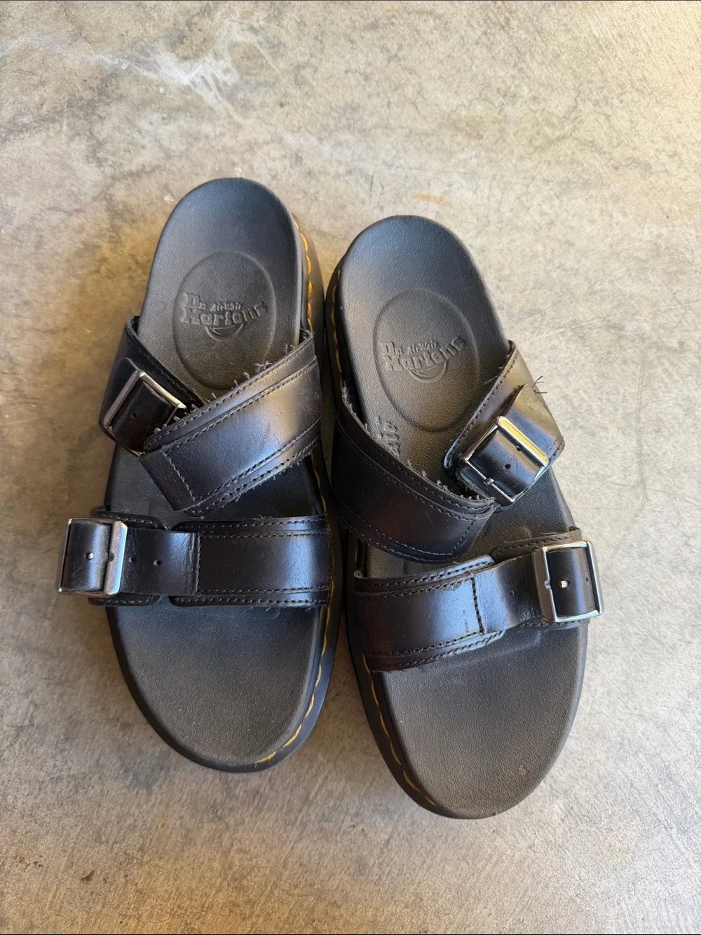 Dr. Martens Black Kids Double-Buckle Slide Sandals